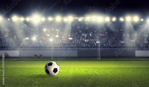 Soccer stadium in spotlights . Mixed media © Sergey Nivens