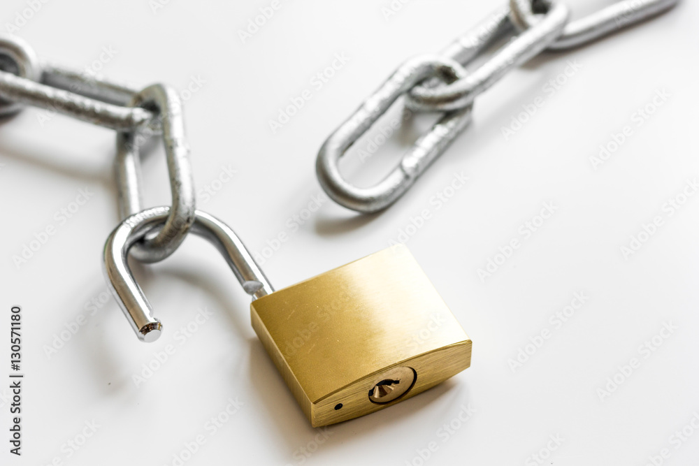 concept data protection metal chain on white background concept data protection metal chain on white background