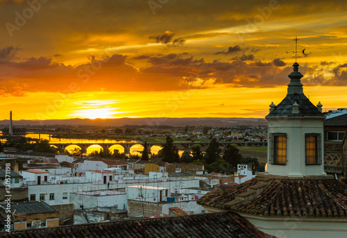 A sunset over Badajoz city, Extremadura