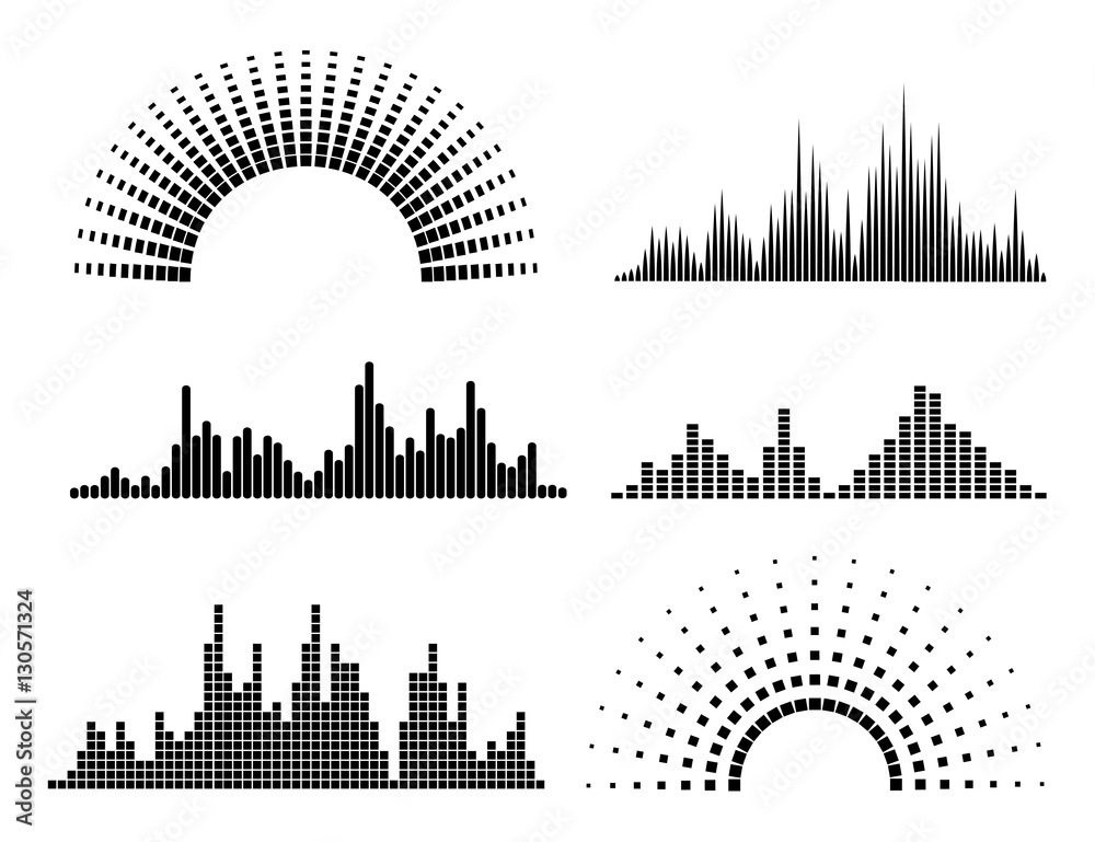 Fototapeta Black musicwaves forms isolated on white background. Vector illustration