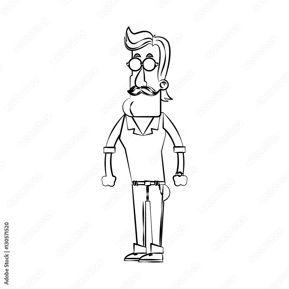 Hipster man cartoon icon. Male avatar person people and human theme. Isolated design. Vector illustration