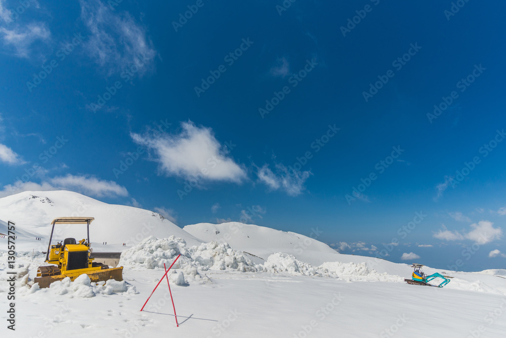 High mountains under snow with clear blue sky High mountains under snow with clear blue sky