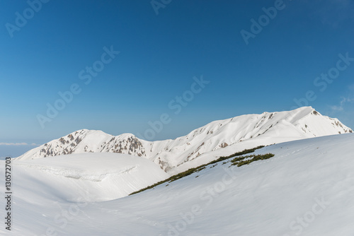 High mountains under snow with clear blue sky © NAVAPON