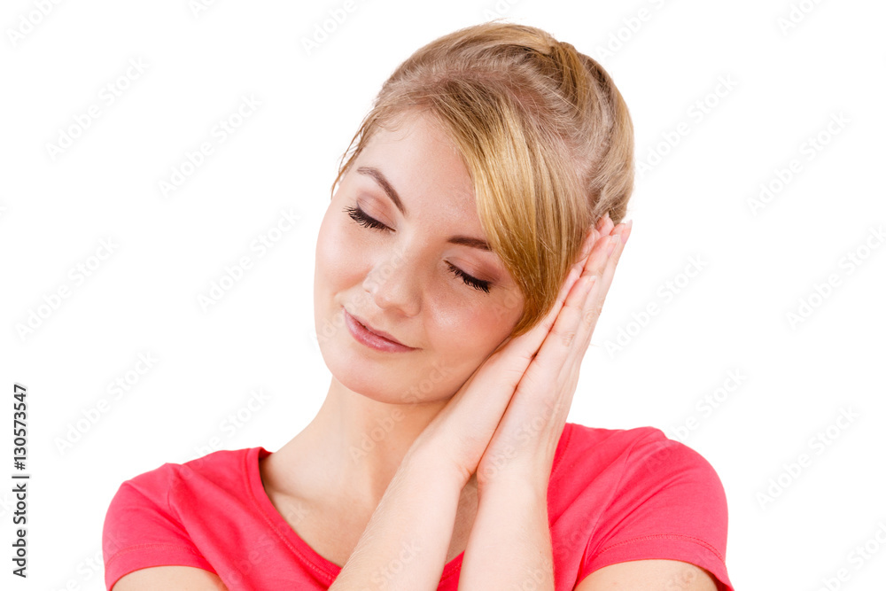 Woman sleepy tired girl almost falling asleep Woman sleepy tired girl almost falling asleep