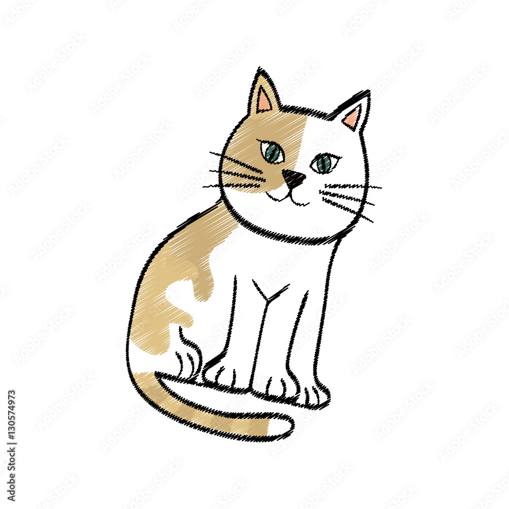 Obraz premium Cute cat cartoon icon vector illustration graphic design