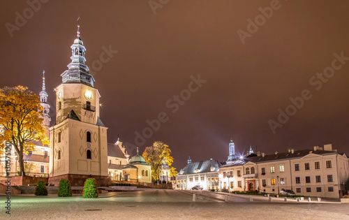 Cathedral Basilica and Bishop's Palace in Kielce at night photo