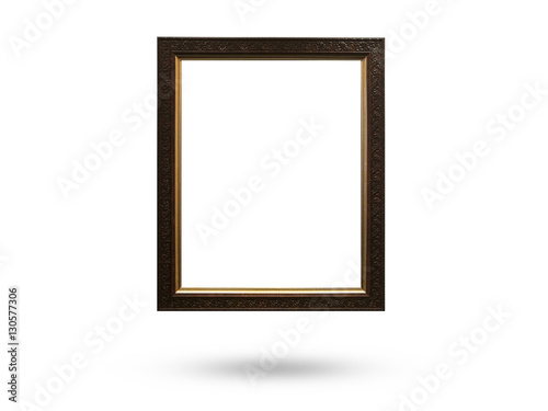 wooden picture frame on white background