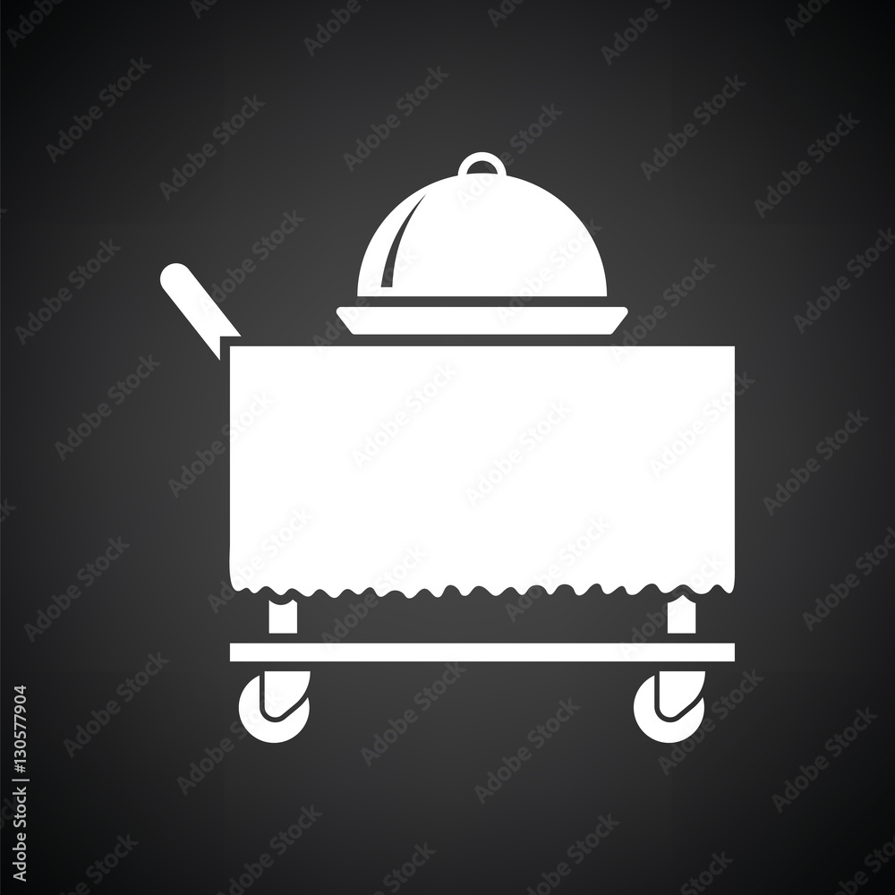 Restaurant cloche on delivering cart icon Restaurant cloche on delivering cart icon