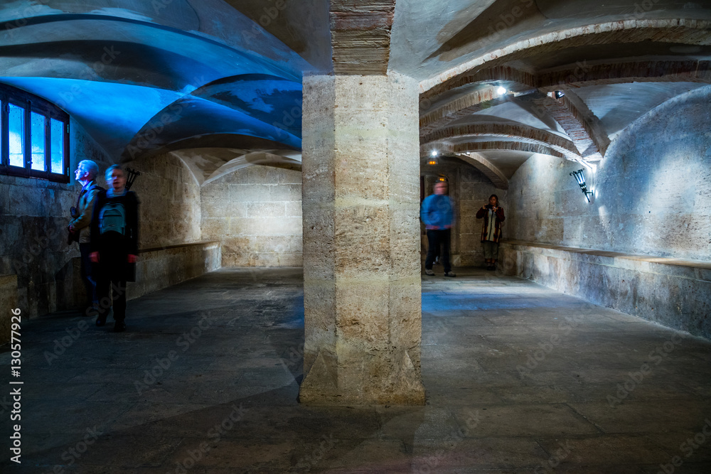 view of a dark basement of the Old Silk Exchange (Lonja de la Seda),  Valencia, Spain. UNESCO World Heritage Site. Photos | Adobe Stock