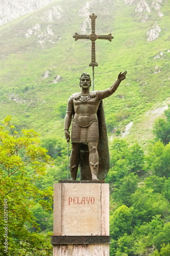 Ancient King Pelayo sculpture at Covadonga in Asturias, Spain. photo