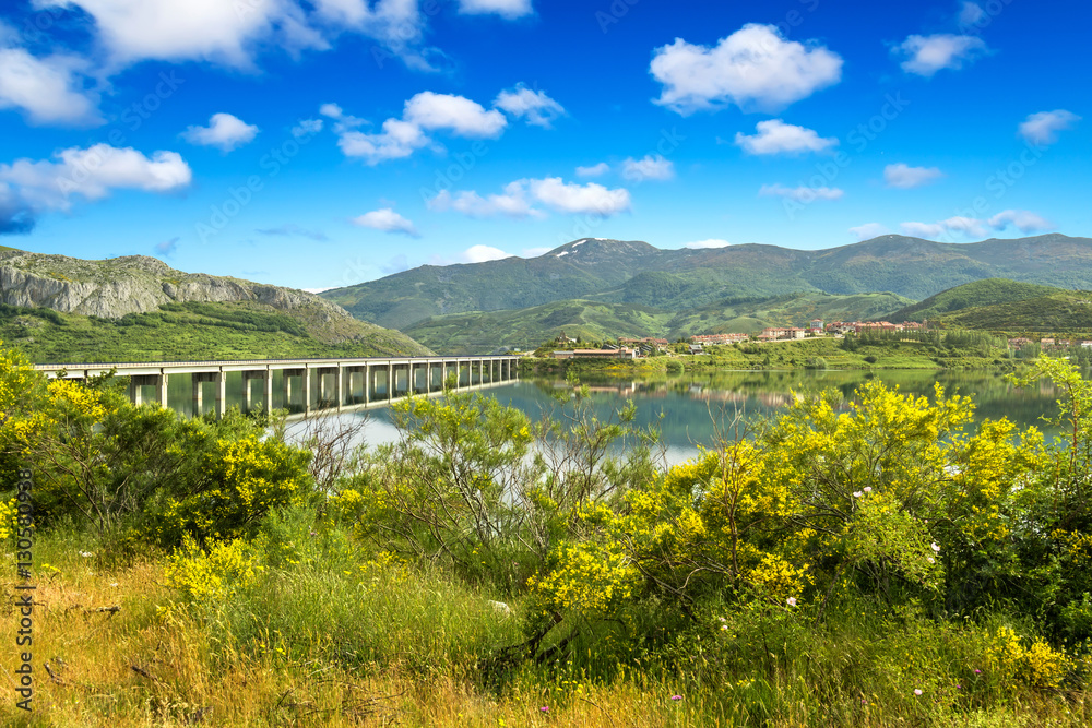 Beautiful landscape in Riano reservoir, Leon, Spain