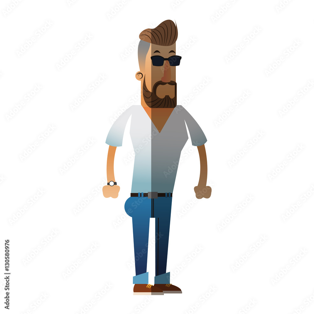 Hipster man cartoon icon. Male avatar person people and human theme. Isolated design. Vector illustration