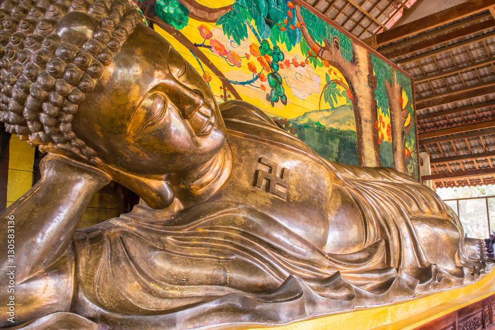 Lying Buddha in Temple in Dalat city Vietnam