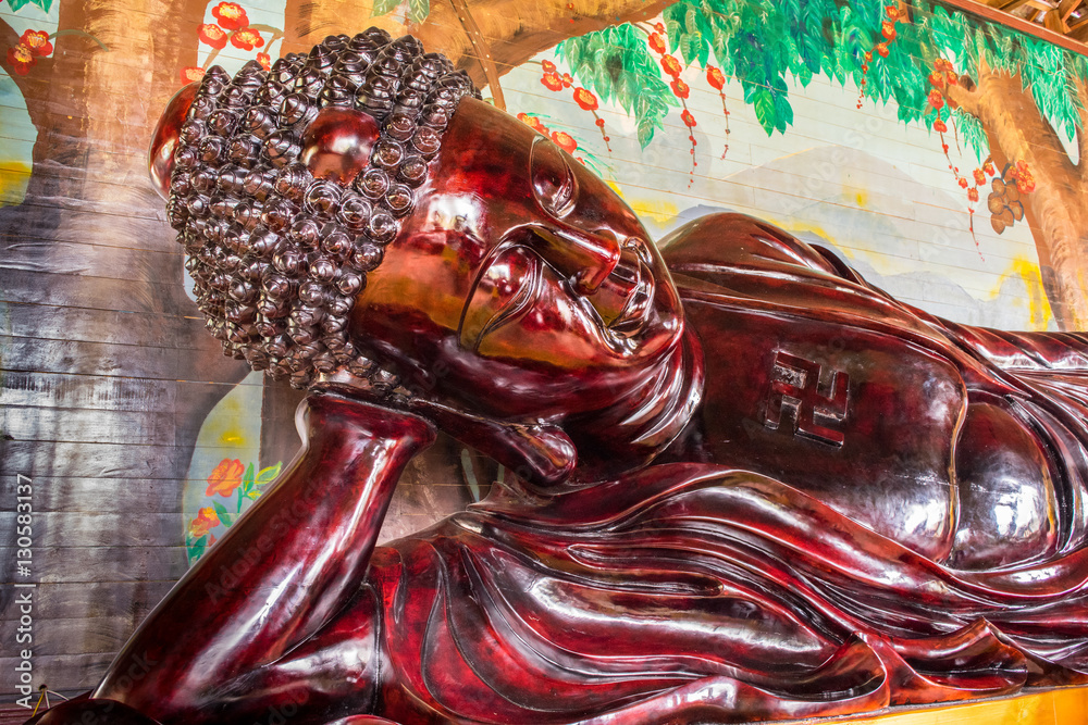 Lying Buddha in Temple in Dalat city Vietnam