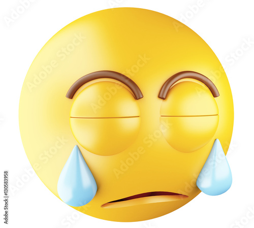 3D Sad emoji crying. photo