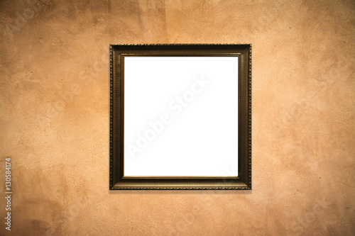 wooden picture frame on  old wall background © meen_na