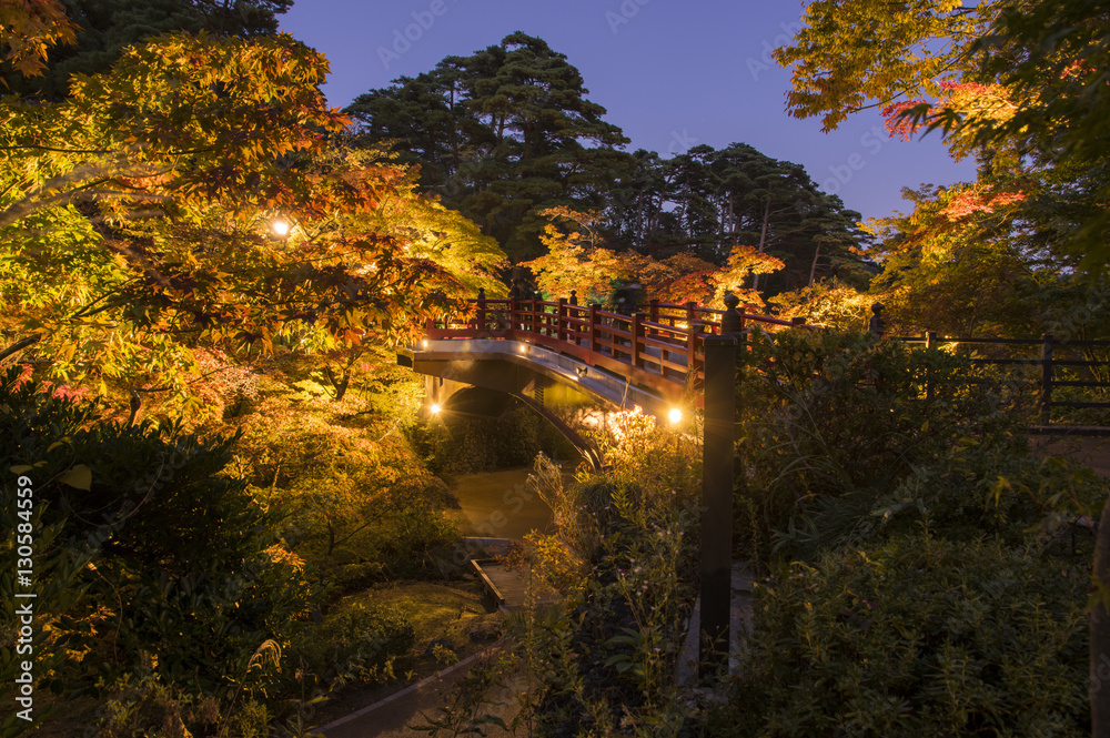 japanese garden on the bridge in autumn japanese garden on the bridge in autumn