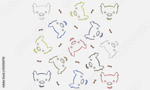 Perros y huesos fondo dibujo a mano