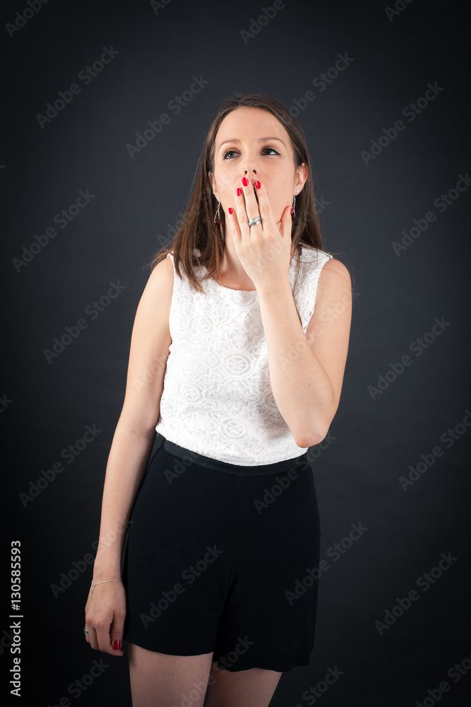 custom made wallpaper toronto digitalBeautiful woman doing different expressions in different sets of clothes: yawn
