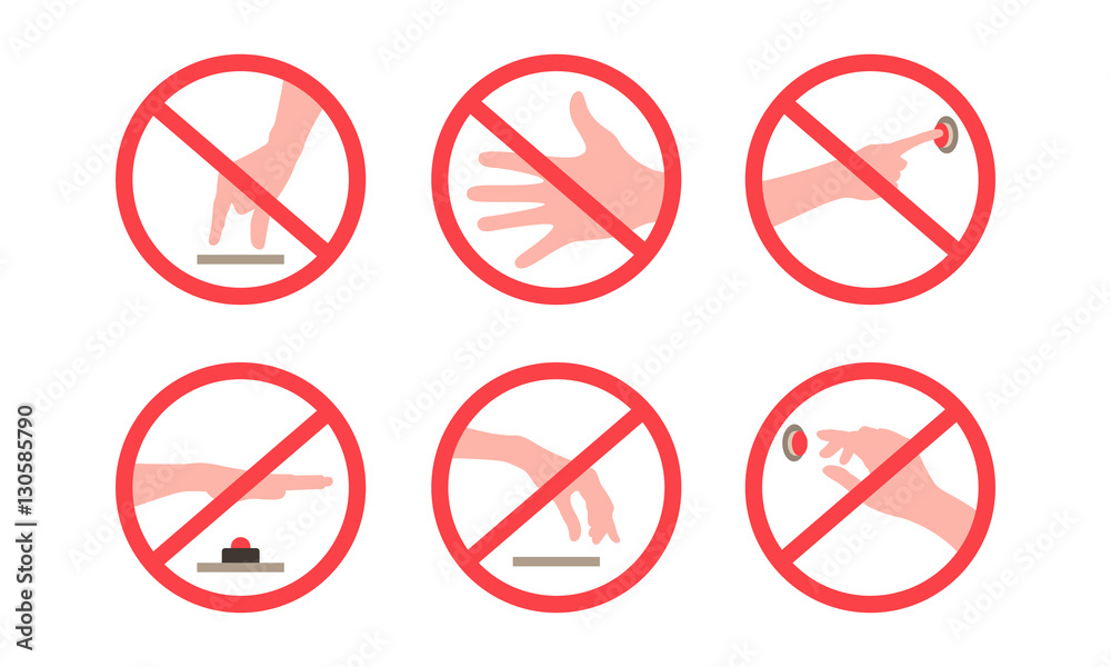Do Not No Touch Finger Circle Icon Sign Symbol Collection Set Do Not No Touch Finger Circle Icon Sign Symbol Collection Set