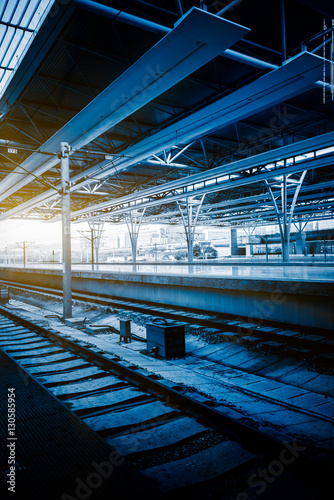 Empty Railroad Platform in Shenzhen,China. © fanjianhua