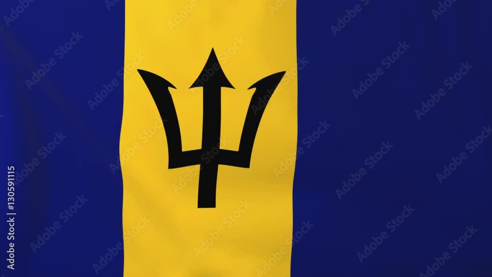 Flag of Barbados. Rendered using official design and colors. Seamless loop.