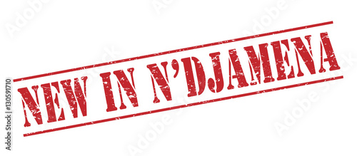 new in n'djamena red stamp on white background