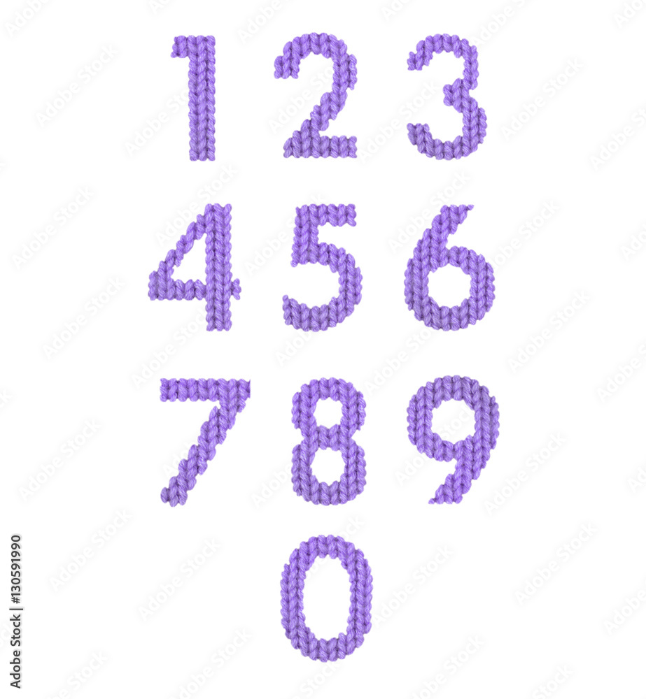 Numerals alphabet, color purple