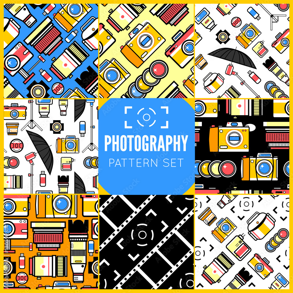 Naklejka premium Photography seamless patterns set