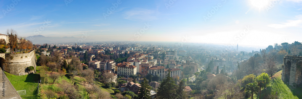 Aerial panoramic view on Bergamo town in northern Italy Aerial panoramic view on Bergamo town in northern Italy