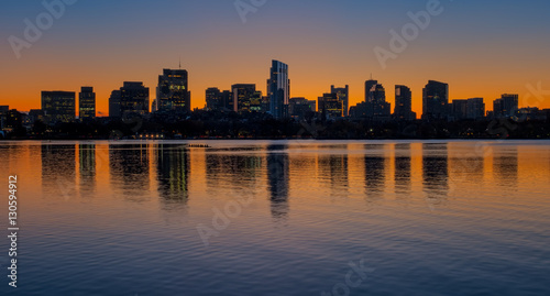 Back bay , beacon hill ,boston at sunrise. Charles river foreground © Cherdchai