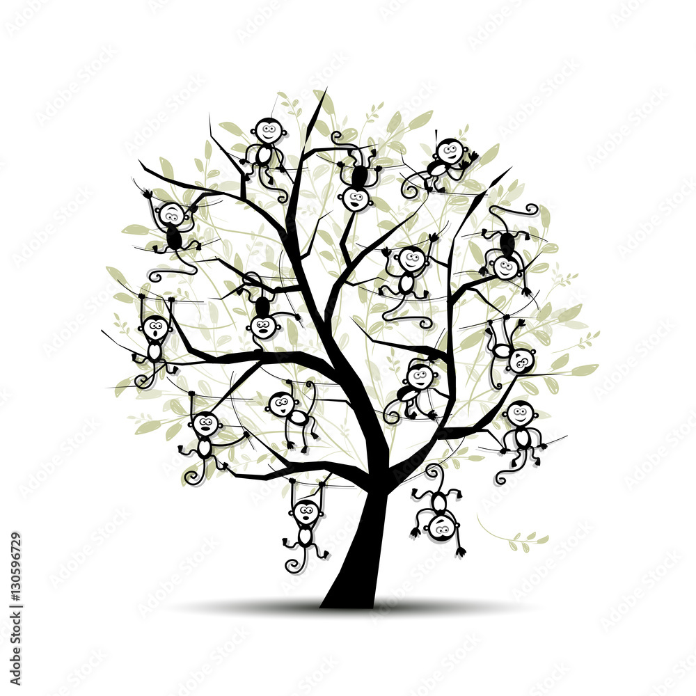 Monkey tree for your design. Symbol of 2016 year. Monkey tree for your design. Symbol of 2016 year.