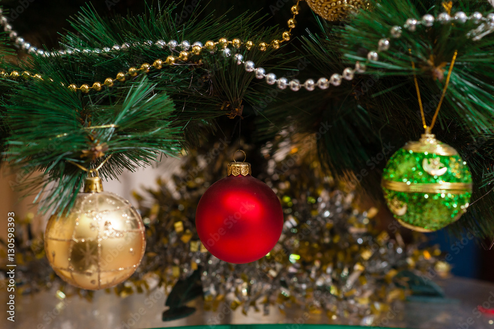 Christmas decorations on a christmas tree Christmas decorations on a christmas tree