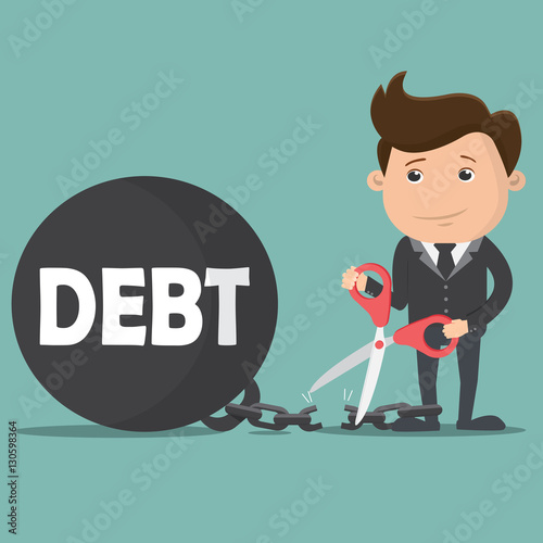 Business man cutting debt burden , Business concept - vector illustration