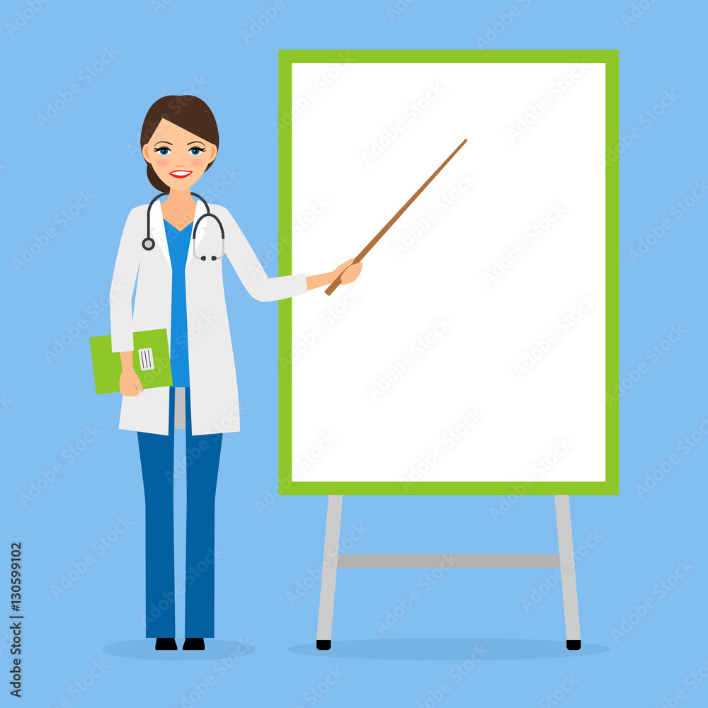 Doctor or nurse with flipchart board vector illustration Doctor or nurse with flipchart board vector illustration