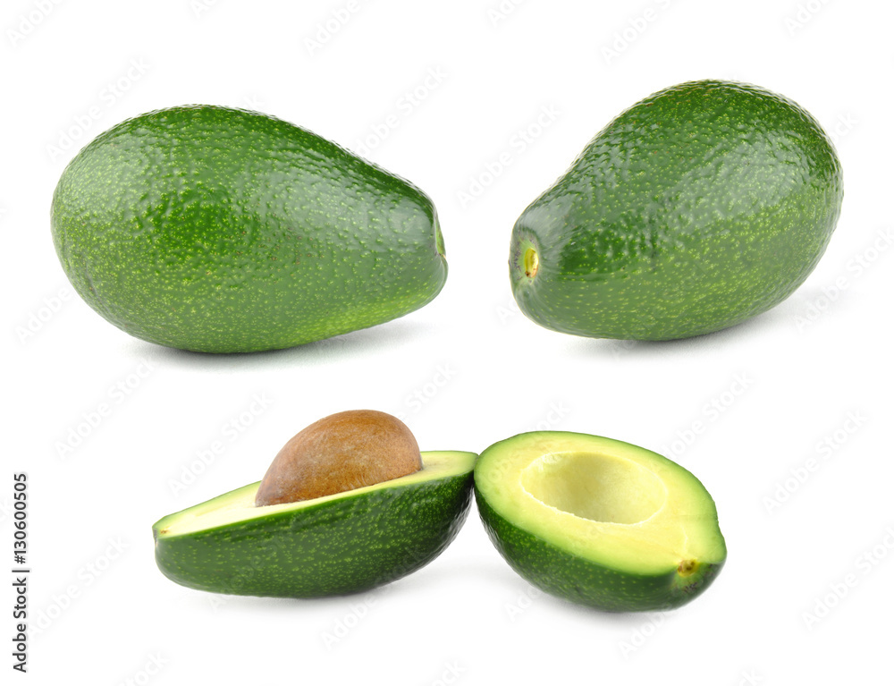 Avocado. Whole and cut in half Avocado. Whole and cut in half