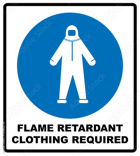 Flame retardant clothing required sign. Vector illustration
