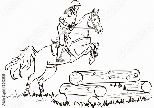 Overcoming of cross country obstacles in horse symbol vector