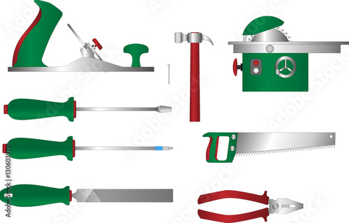 Vector set of tools for working with wood