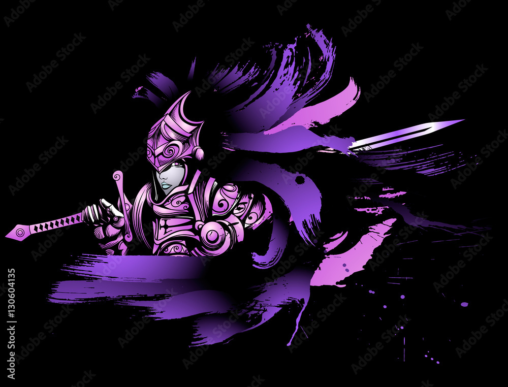 Valkyrie in heavy armor with a sword Valkyrie in heavy armor with a sword