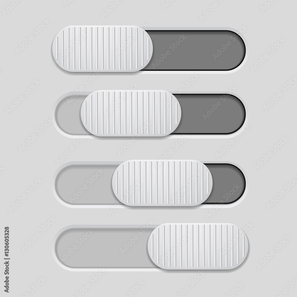 Interface slider. Dark gray bar on light gray background Stock