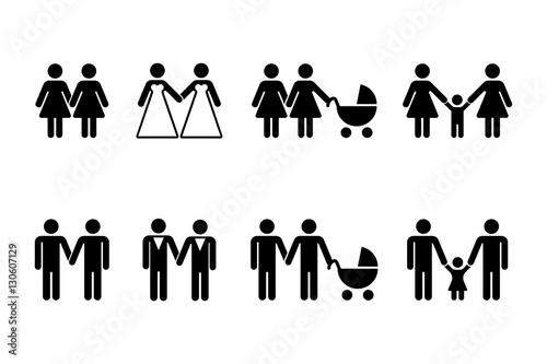 Vector gay family with children icons white