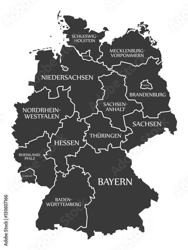 Wallpaper Mural Germany Map labelled black