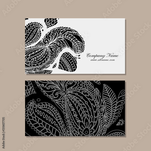 Business card design, floral mandala