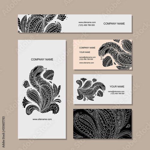 Business cards design, floral mandala
