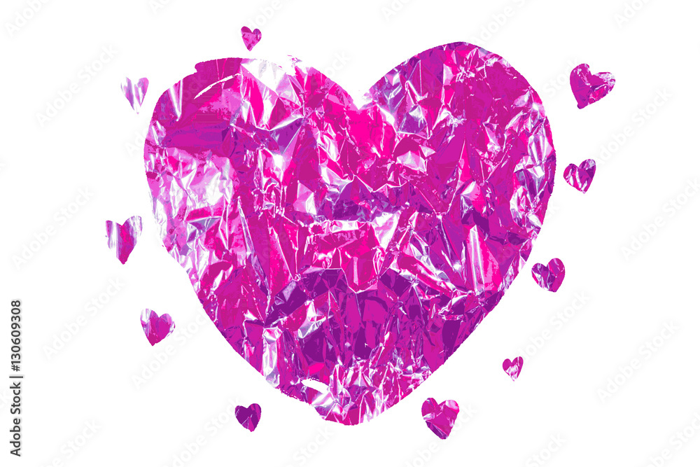 vector heart made of pink foil