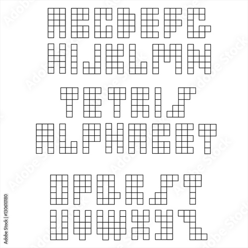 Pixel constructive retro font. Transparent module alphabet