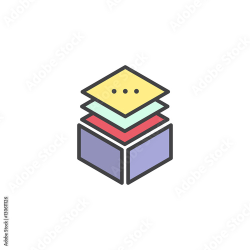 Vector Simple Icon Style Illustration Layered Stacks Showing Working Progress, Level Indicator Symbol Multi Platform