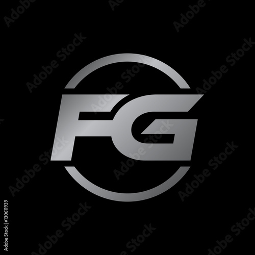 initial letter logo with circle silver color FG