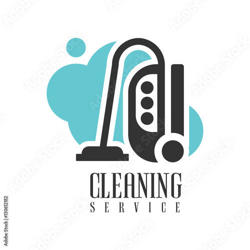 House And Office Cleaning Service Hire Logo Template With Vacuum Cleaner For Professional Cleaners Help For The Housekeeping